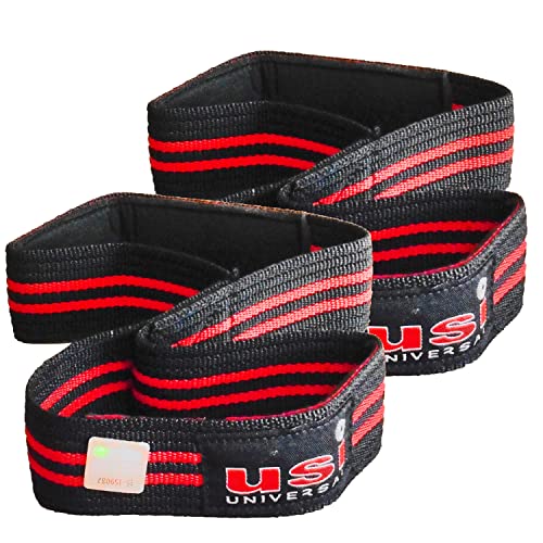 Image of USI UNIVERSAL Wrist Support, Wrist Supporter For Gym, 7032 Figure 8 Power Lifting Grip Hook Wrist Wraps 1 Pair Black Made Of Heavy Duty Neoprene, Padded Lifting Strap