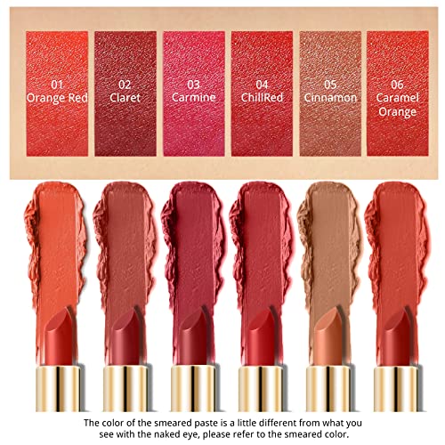 Ownest 6 Colors China Style Matte Lipstick Set, Long Lasting Moisturizing Non-Marking, Waterproof Non-Stick Cup Palace Style Rouge Lipstick #TOP5