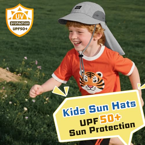 Kids Sun Hats for Boys Girls UV Protection Baseball Cap Hats for Kids with Neck Flap Wide Brim3