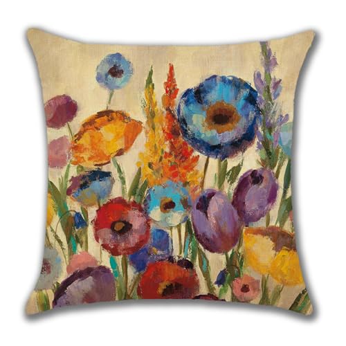 Fundas Cojines 45X45 Azul Púrpura Funda De Cojines Cuatro Estaciones De Lino con Cierre Cremallera,Cómodo Y Duradero Fácil Cuidar,para Decoración del Hogar Sofá Dormitorio