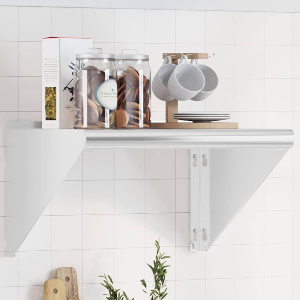 Wandregal Edelstahl 50x45x31 cm, Robustes Küchenregal zur Wandmontage, Belastbar bis 50 kg, Silbernes Schweberegal Gebürstet für Gastronomie, Küche, Wohnzimmer und Werkstatt