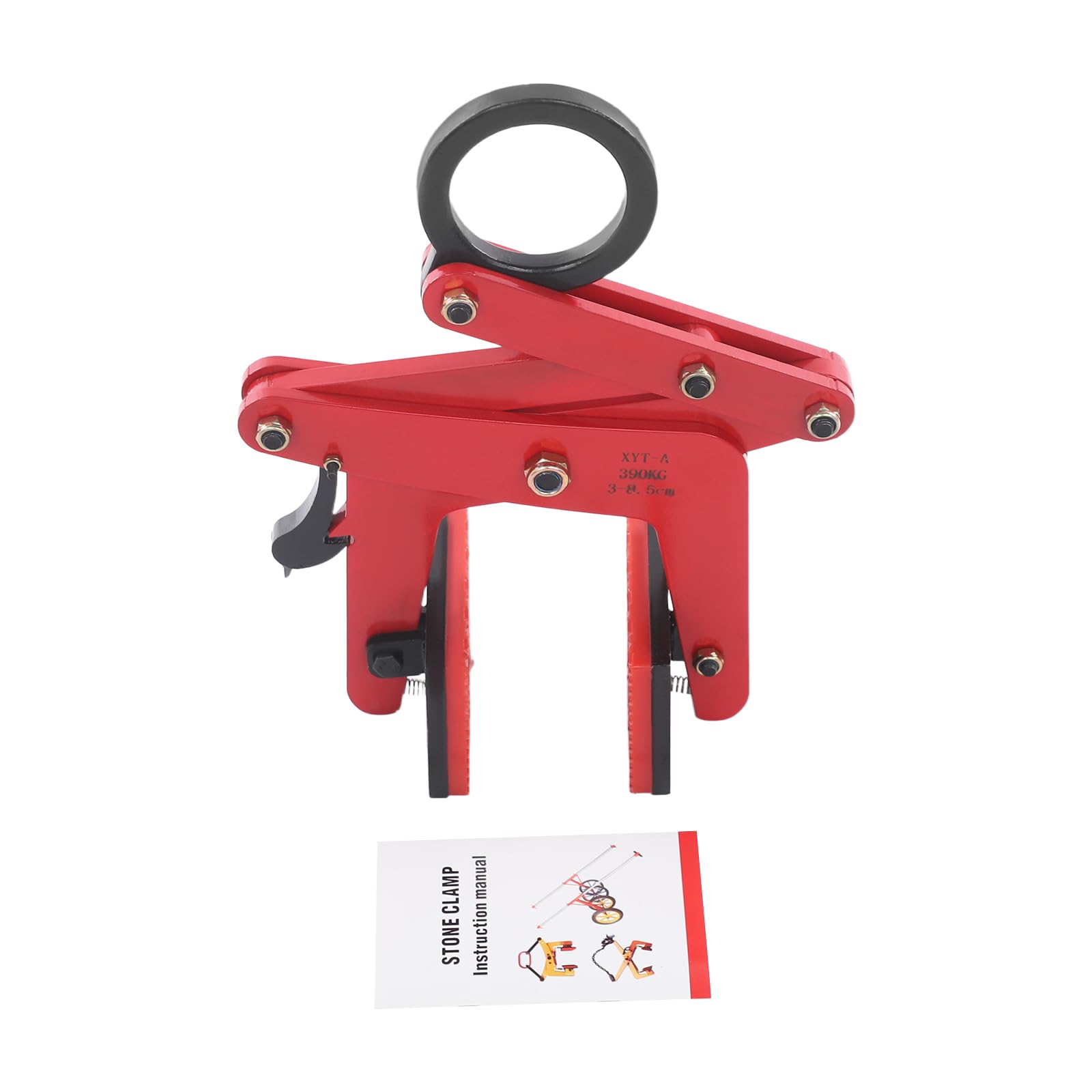 Bordsteinzange Versetzzange,390kg Schwerlast-Steinhebegeräte, 3-8.5cm Öffnungsgröße,Steinzange Brammenhebeklemme für Heben und den Transport Großer Platten (Rot)