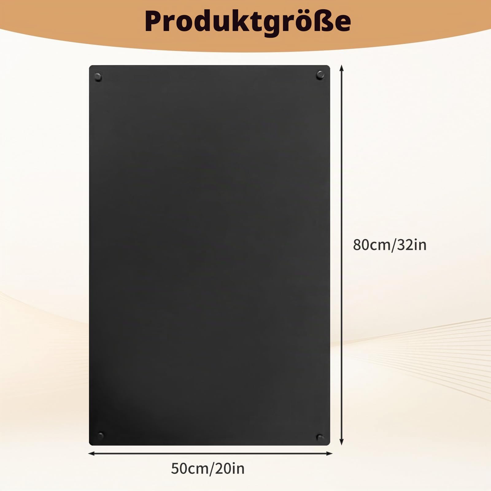 Magnettafel Schwarz 80x50cm, Metall Große Magnetwand, Pinnwand Magnetisch Magnetboard für Küche, Büro, Kinderzimmer zur Unterbringung von Touristenmagnete Notizen und Fotos (Neutral)