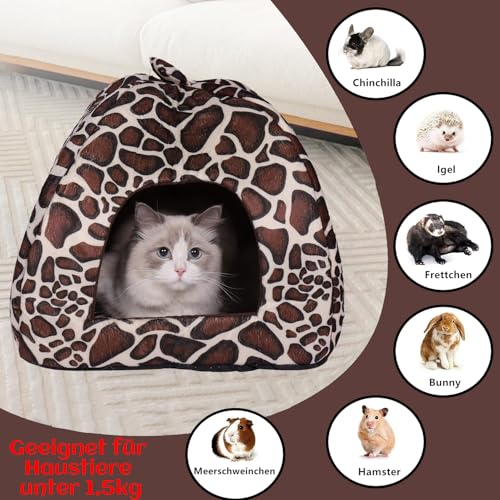 Bequemes Bett für kleine Wintertiere, Meerschweinchenhütte mit abnehmbarem Kissen aus Plüsch, Haus für Meerschweinchen, Plüsch, Kaninchen, Höhle für Zwergkaninchen, Chinchillas, Hamster