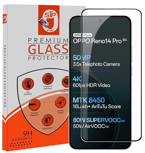 Image of Premium Tempered Glass Screen Protector Guard Compatible For Oppo Reno 14 Pro 5G (6.83 Inch, Pack of 1) | Edge to Edge Coverage With Easy to installation kit for Smartphone