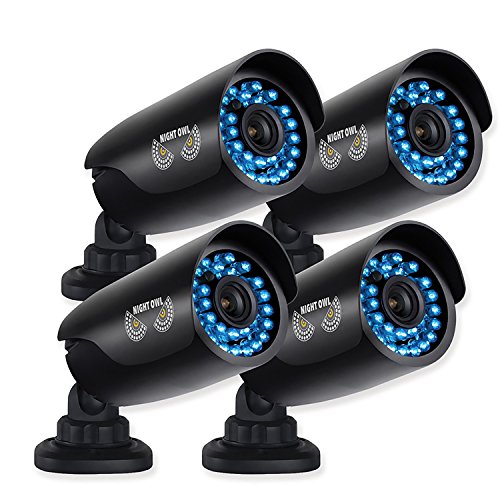 Night Owl Security 4 pack of Indoor/Outdoor 720p Security Bullet Cameras with 100ft. of Night Vision **Only compatible with AHD Series DVRs**