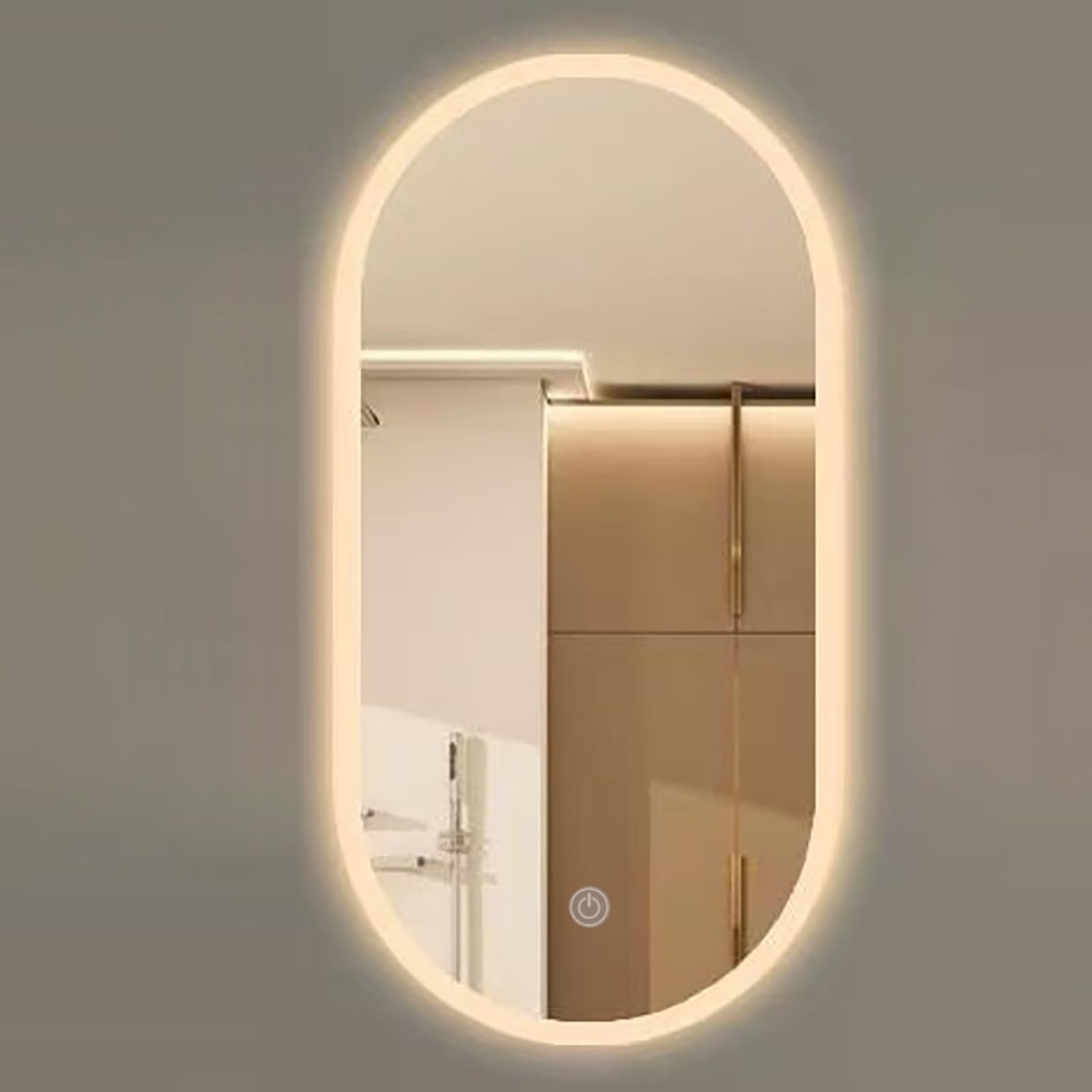 Atwnjkp Oval LED Bathroom Mirror with Backlight – Dimmable 3000K-6000K Colour Temp | 40x80cm(15.7x31.5in) Wall Mounted Vanity Mirror for Makeup, Hallway & Living Room – Style C
