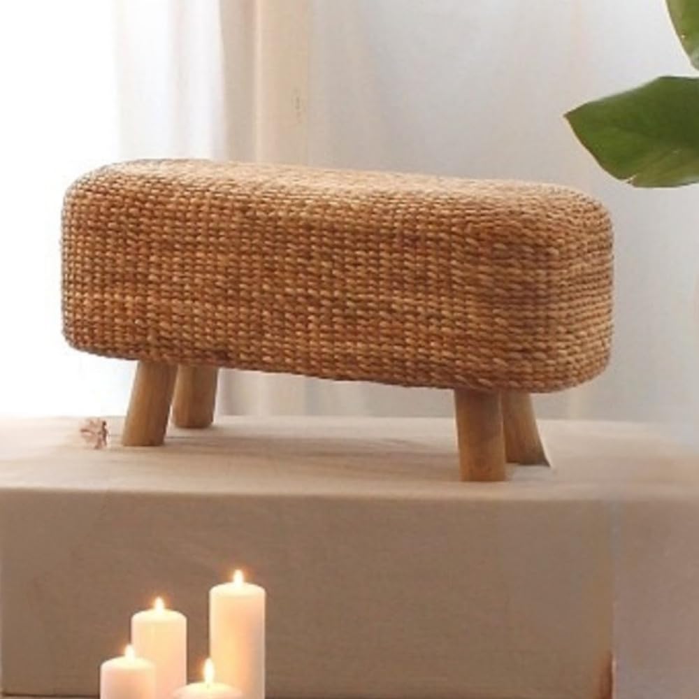Wasserhyazinth Teakholz Sitzbank Amsterdam 80cm Natural Unikat massiv Bank