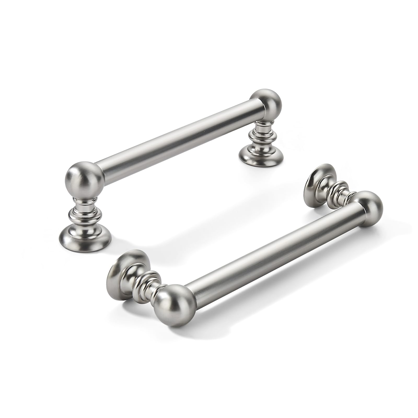 KHTUMEWARE 10 Pack 3-1/2 inch(89mm) hole center Cabinet Pulls Solid Heavy-Duty Satin Nickel Kitchen Cabinet Hardware for drawers dressing table bathroom handle image