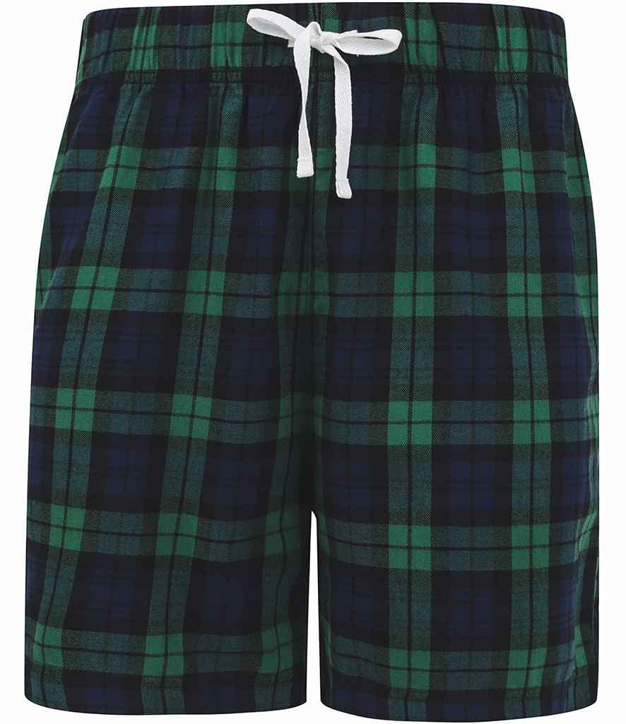 COOZO Mens Tartan Lounge Shorts - Navy/Green Check - XL