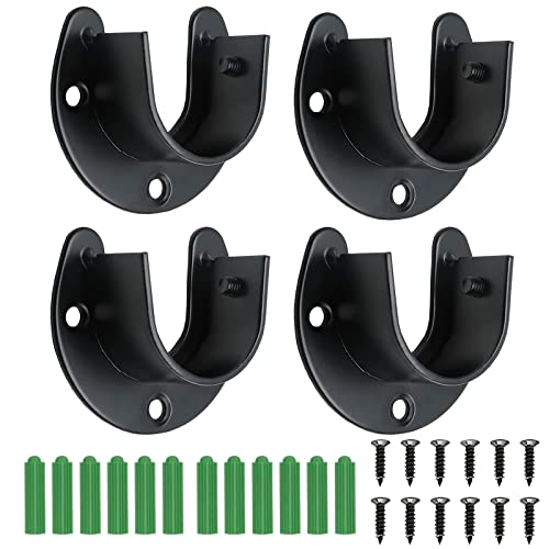 4 Pièces Penderie Acier Inoxydable Support,supports de tige de placard, 32mm Support de Tringle à Vêtements, avec vis et Tubes d'expansion pour Supports D'armoire, Tringles à Rideaux