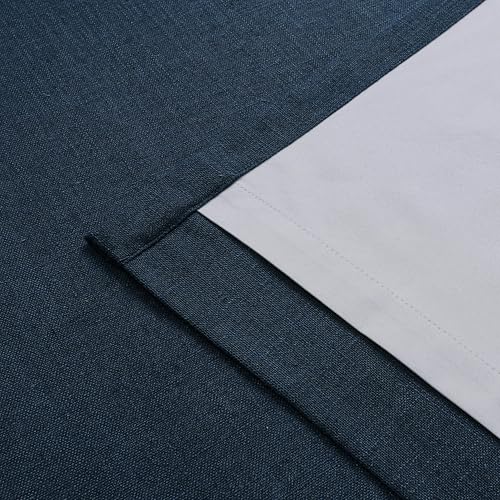 Image of Vision Home Navy Blue Pinch Pleated Full Blackout Curtains Linen Blended Room Darkening Curtain Panels 63 inch for Living Room Bedroom Thermal Insulated Pinch Pleat Drapes with Hooks 40 inch Wx63 Lx2