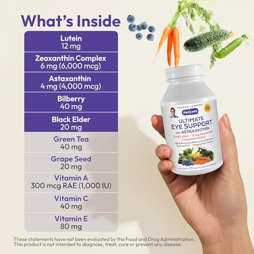 Image of ANDREW LESSMAN ProCaps Ultimate Eye Support Astaxanthin 12 mg, 60 Softgels