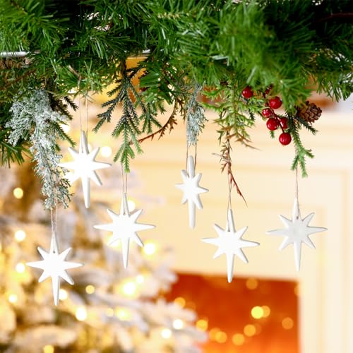 Image of Suncalla 12 Pcs Christmas Bethlehem Star Ornament 1.97 x 3.15 Inch