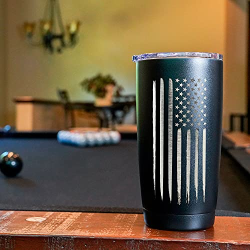 American Flag 20 Oz Double Wall Vacuum Insulated Stainless Steel Usa Tumbler Travel Mug For Coffee - Patriotic Gift #TOP6