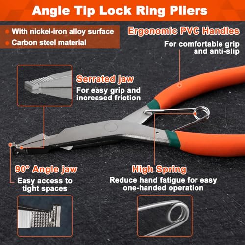 Image of SPEEDWOX 9 inch Angle Tip Lock Ring Pliers with Hole Special Circlip Plier Angle Tip Retaining Ring Pliers Snap Ring Pliers Ring Removal Tool C-clip for Removing Installing Gearshift Locking Rings