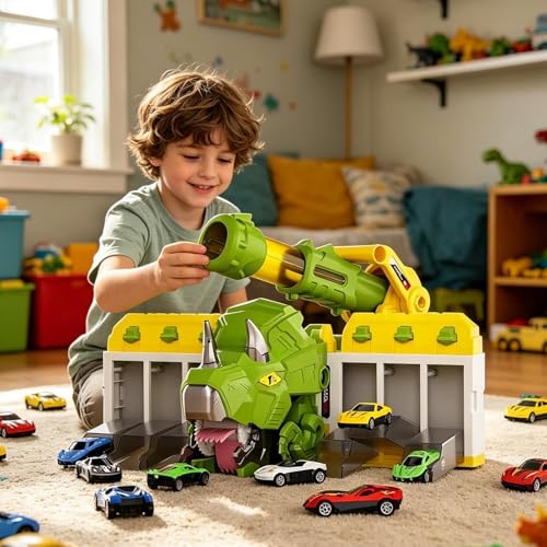 Coche de dinosaurio con compartimento de almacenamiento y pelotas 2