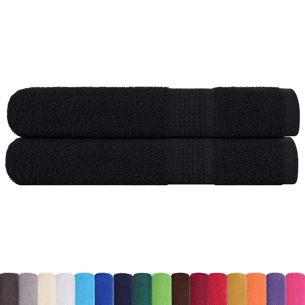 Vidaxl Black Cotton Towels Set 2Pcs - 100X200cm Bath/Beach