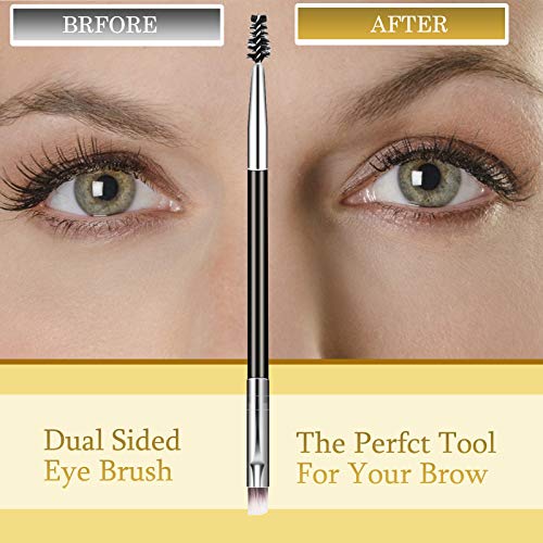 12Pcs Duo Eyebrow Brush Professional Angled Eyebrow Brush And Spoolie Brushes Mini Eyelash Brush Makeup Tool For Tinting Angled Eyebrow For Brow Powders Waxes Gels and Blends