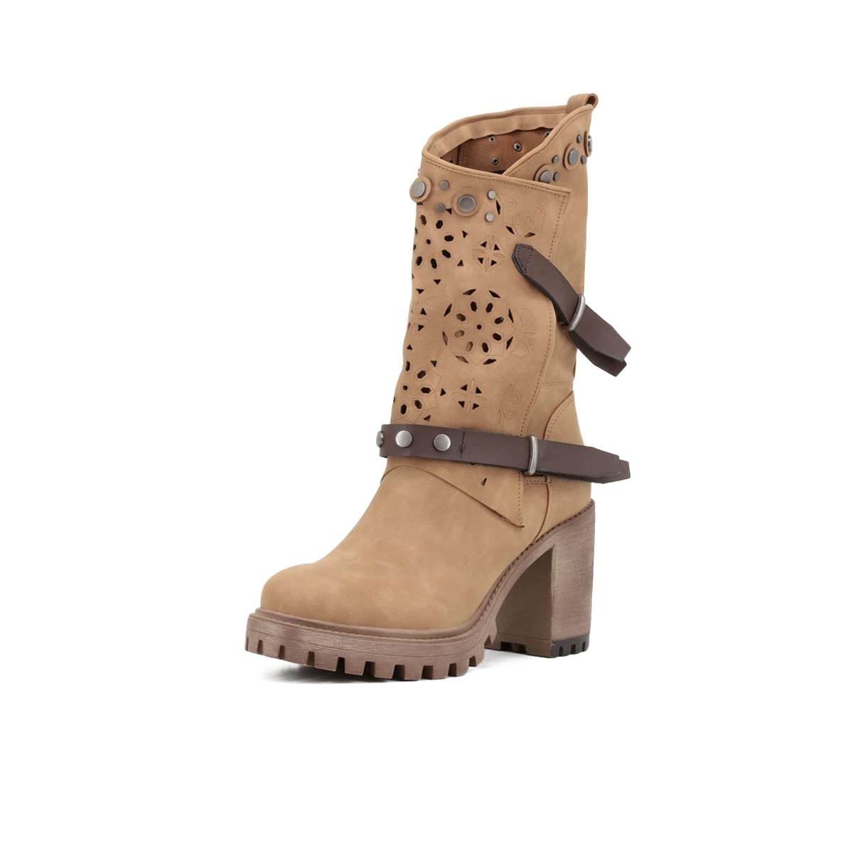 Stivaletti Queen Helena Con Tacco Traforato E Fibbia - Con Zip Laterale E Plateau - Donna Taglie X24-42 - Foto 5