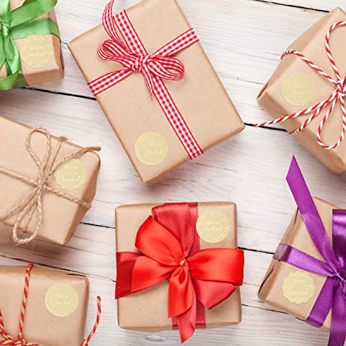 200 Pcs You're Invited Round Embossed Foil Seals Self Adhesive Invited Foil Sticker Gold Stickers For Envelopes Gold Envelope Seals Wedding Invitation Stickers For Envelopes Present Decoration #TOP4