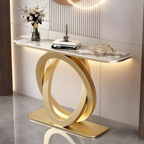 WOOOFA Marble Console Table, 39.4'' Modern Entryway Table with Sensor