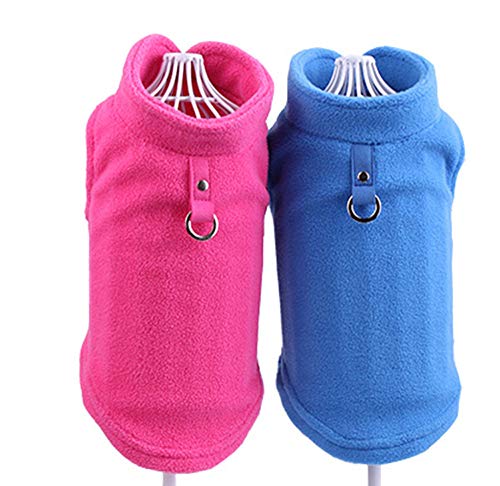 Hundepullover / Hunde-Sweatshirt, weiche Fleece-Weste, Kaltwetterjacke mit Ring für die Leine für kleine und mittelgroße Hunde (Größe L, Blau)