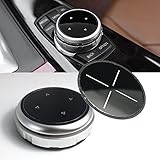 1 Set Multimedia Knob Controller Wheel Replacement Cover w/Two Different Style Button Stickers For BMW 1 3 5 Series X1 X 3 X5 X 6 iDrive (Silver)