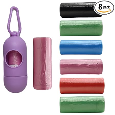 Amso Diaper Disposal Bag Dispenser Purple Color with (8 Garbage Rolls)