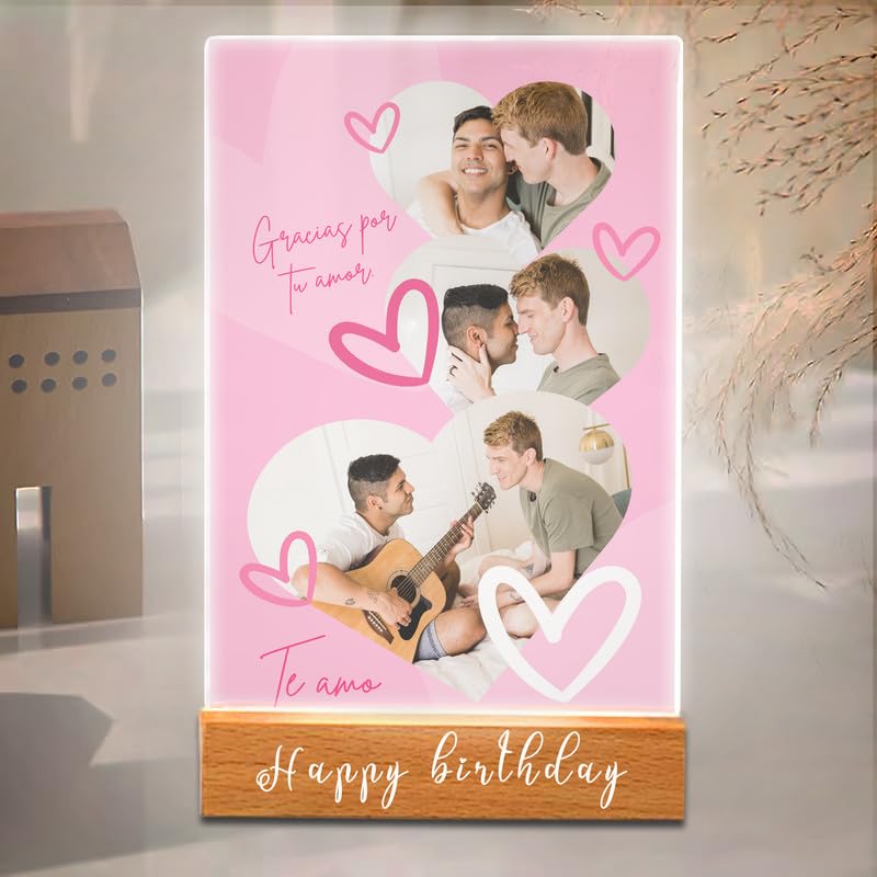 Mocessory Personalised Night Light with Photo Acrylic Plaque - Christmas Mother's Day Gift for Couple, Unique Valentine's Day Gift for Her, Customised Memorial Gifts (5 Size: 15-40cm)