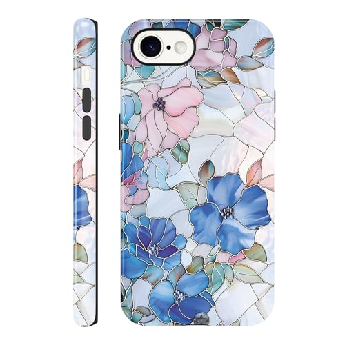 Coque iPhone 16E vitrail imprimé, le cadeau floral idéal pour elle