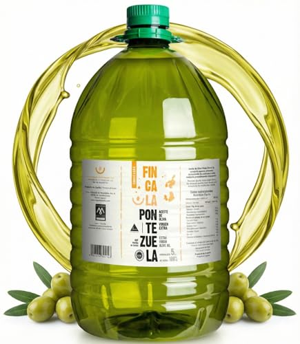 Finca La Pontezuela Aceite de Oliva Virgen Extra Cornicabra 5 Litros | D.O.P. Montes de Toledo | Garrafa AOVE 5L Español | Sabor Intenso y Alto en Polifenoles