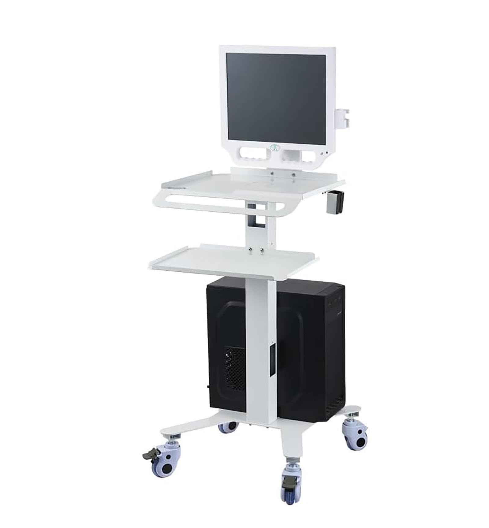 Carrito médico para Carrito móvil con Soporte para Monitor y Escáner Oral, Carro Dental con Ruedas, Carro de Doble Capa para Hospital, Clinica Dental y Oficina