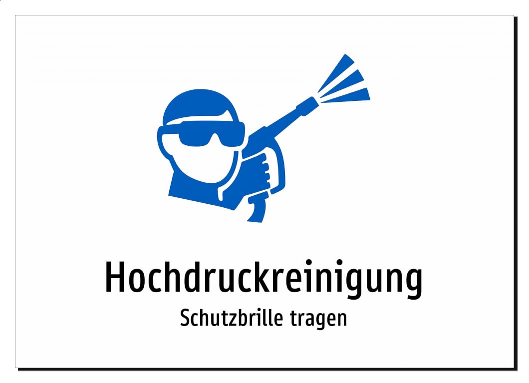 36832-DE-S-13 | Hochdruckreinigung - Schutzbrille tragen | Aufkleber A2, 594 x 420mm | mit Symbolgrafik und Text