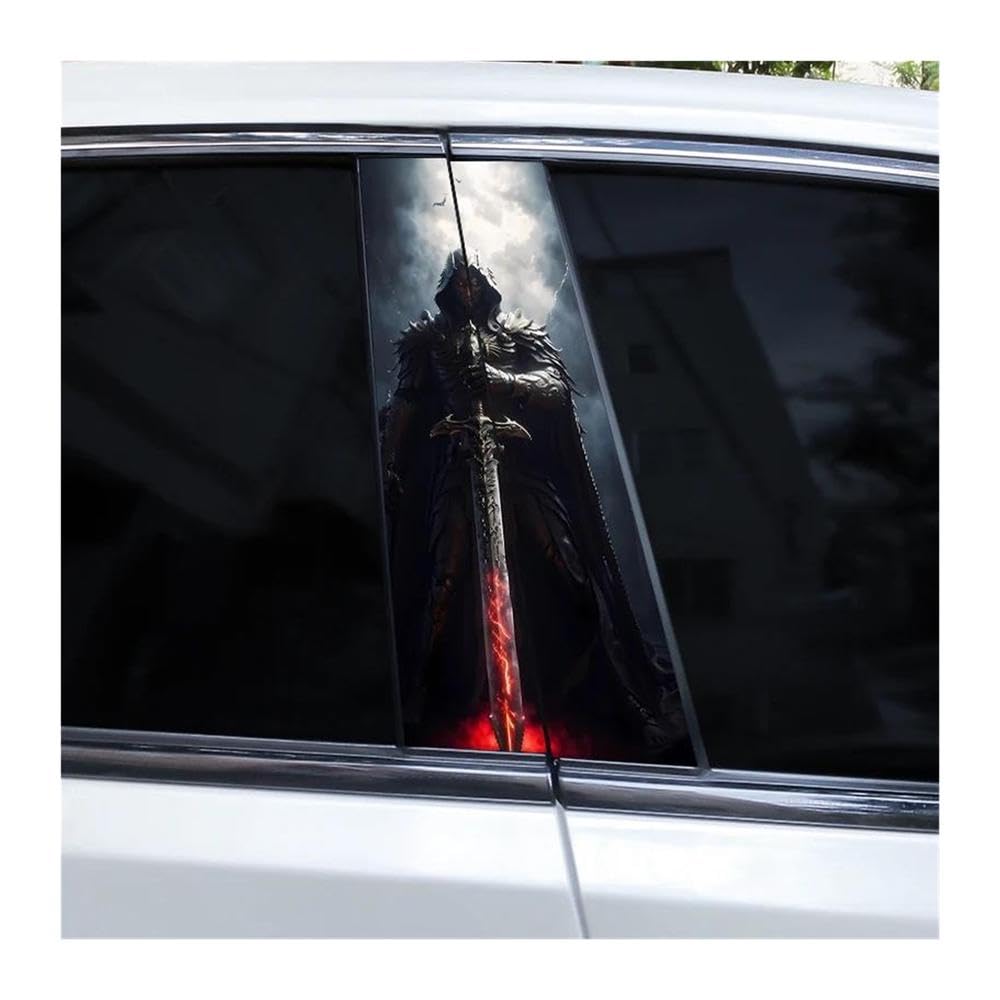 Body Parts 2pcs Car Center Pillar Stickers DIY Knight Style Auto B-Pillar Decals(N)