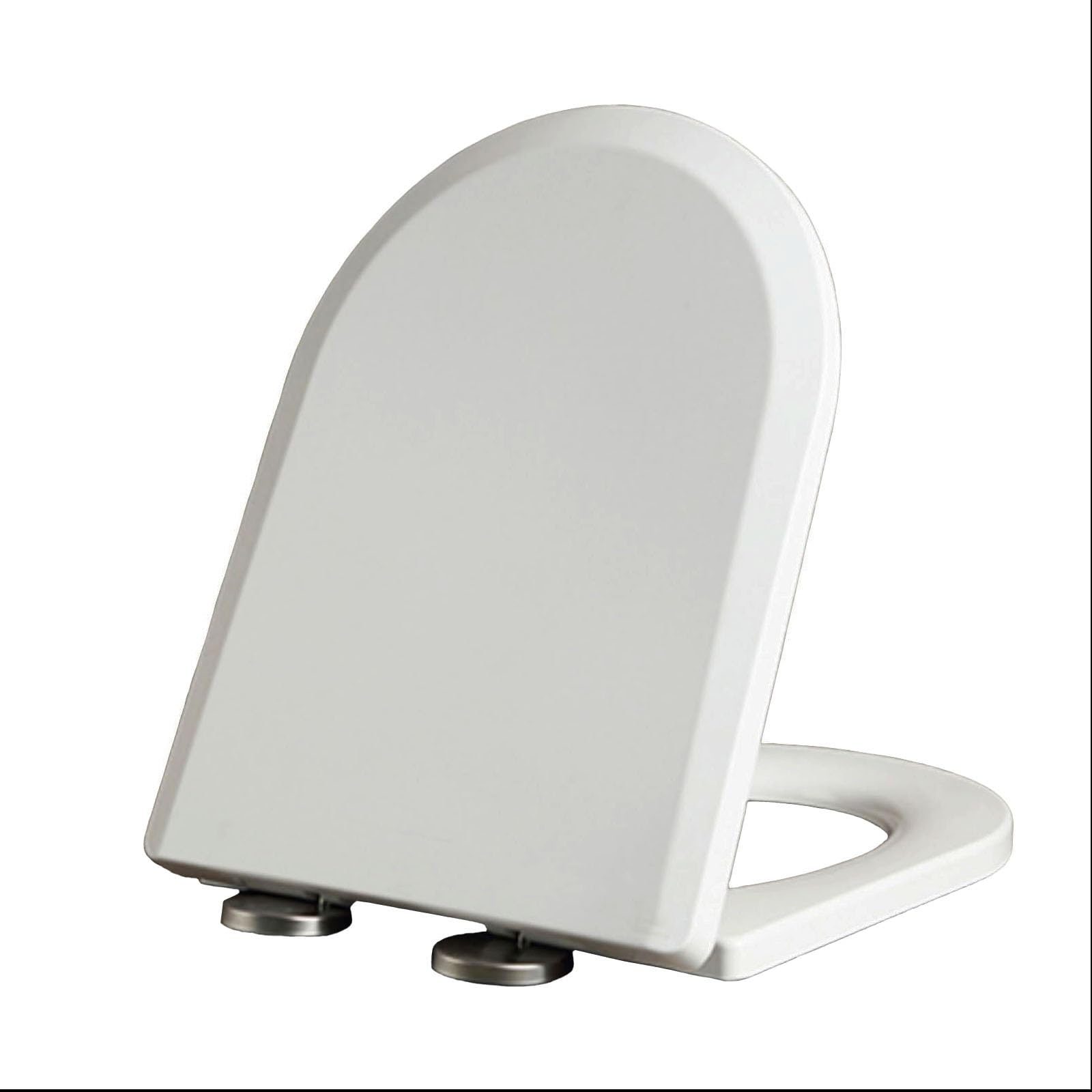 44x35cm,WC Sitz D Form Mit Absenkautomatik, UF-Material, Weiß Toilettendeckel Abnehmbar, Quick Release, Aufsatzmontage, Klobrille WC-Sitz, Klodeckel Mit Absenkautomatik Weiß