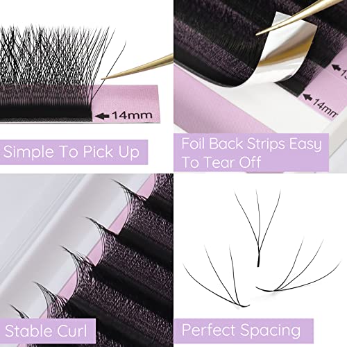 EMEDA W-shaped Premade Fans 0.07mm Lash Extensions D Curl 10mm Automatic Blooming Lashes Y Eyelash Extensions YY Volume Lashes Pre Made Fans W Lash Extensions Supply (0.07 D 10mm) - Image 4