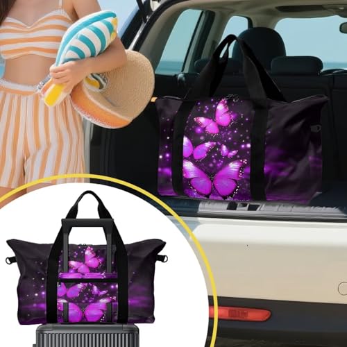 BIGCARJOB Bling Butterfly Duffle Bag for Travel Camping Butterfly Overnight Bags Carry On Personal Item Travel Bag Outdoor Gym Duffel Bags with Adjustable Strap4