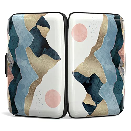 Image of Credit Card Holder, Mini Aluminum Card Wallet RFID Blocking Slim Metal Hard Card Case for Women Men, Watercolor Sunset