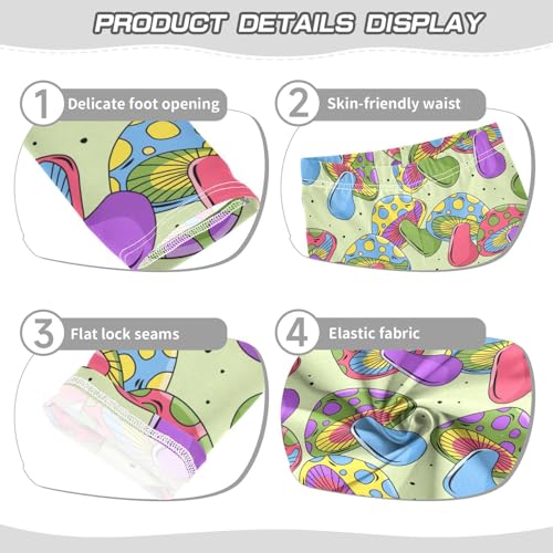 Colorful Mushrooms Girls Leggings,Workout Leggings for Girls Toddler Athletic Leggings Size for 3-10T3