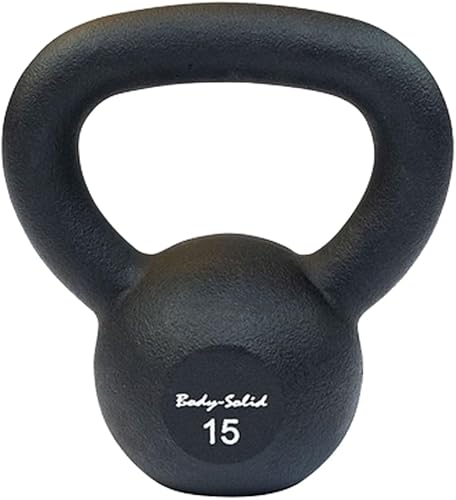 Miniatura 13 de Body-Solid - Pesa rusa de recubrimiento en polvo negro mate con mango de agarre, pesas rusas perfectas para entrenamiento con pesas y equipo de