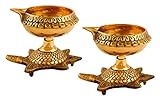 Brass Kuber Diya for Puja - Turtle Diya Diwali Diyas [ Pack of 2 Pc ] - Indian Brass Oil Lamp - Kutthu Vilakku Deepam for Diwali Decorations - Indian Housewarming Return Gift Hashcart®