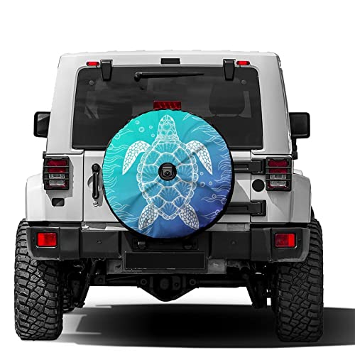 Image of Delerain Spare Tire Cover with Backup Camera Hole Sea Turtle Wheel Covers Waterproof Dust-Proof UV Sun Universal Fit for RV Trailer RV SUV Truck (17 Inch for Diameter 31 inch-33 inch)