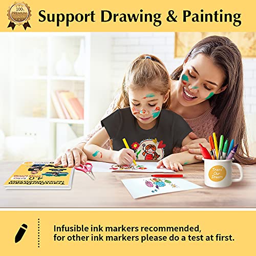 Transourdream Iron On Heat Transfer Paper For T Shirts (25 Sheets 8.5X11", Dark 4.0) Drawable & Printable Htv Heat Transfer Vinyl For Inkjet Printer Diy Iron On Transfers For T Shirts (Trans-D4-20) #TOP2