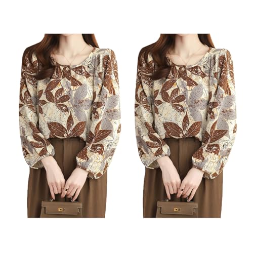 Image of TOPLOT Women's Shirt Top | Elegant Floral and Artistic Prints for a Stylish Look | Long Puffed Sleeves for a Trendy Touch | Stylish Available in Pack of 2 (5233)