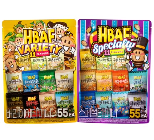 [Official Gilim HBAF] Variety Sweet Gift 55 Pack + Specialty 55 Pack Almonds On The Go Nut Protein Snack, Child After-School, Office | Pre-workout Snack | Korean Souvenir (10g x 110 Pack)