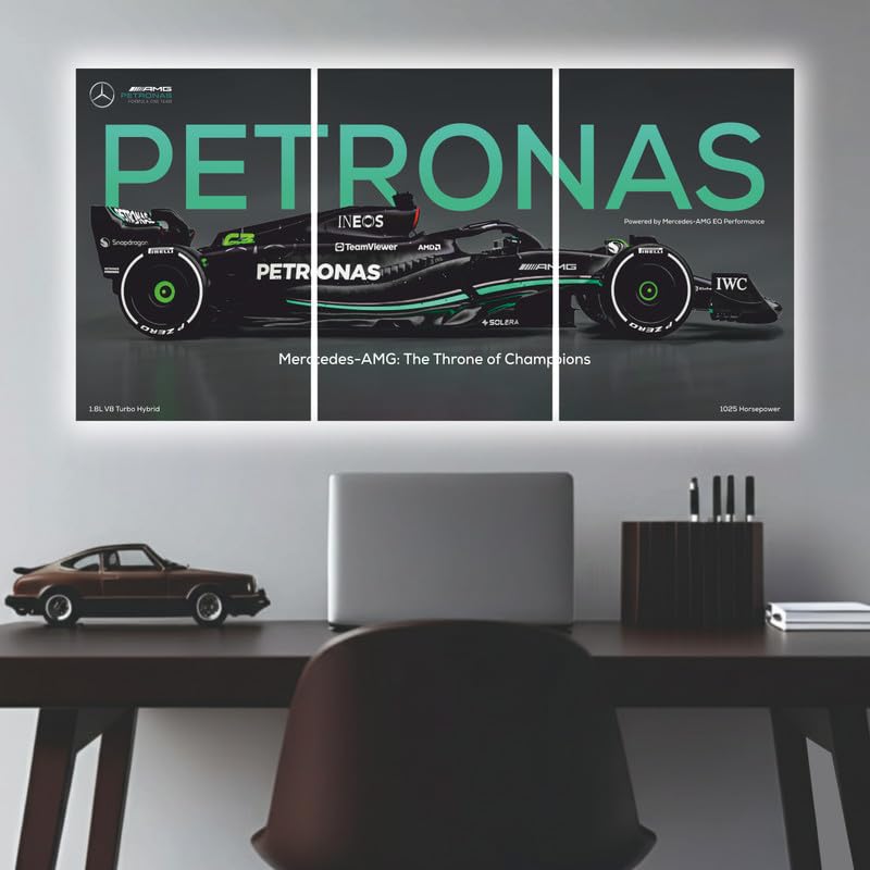 Mercedes AMG Petronas Formula One Car Poster Set of 3 | Racing Wall Art for Home Office Studio | Modern Motorsport Decor | Premium Print Finish | Unframed