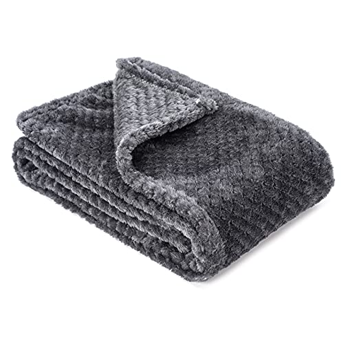 Image of Fuzzy Blanket or Fluffy Blanket for Baby, Soft Warm Cozy Coral Fleece Toddler, Infant or Newborn Receiving Blanket for Crib, Stroller, Travel, Decorative (28Wx40L, XS-Dark Grey)