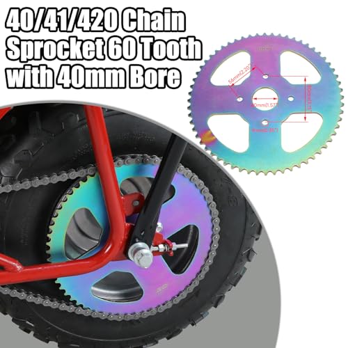 Image of YOXUFA #40 41 420 Chain Sprocket 60 Tooth 40mm Bore Replacement for Mini Bike Coleman BT200X CT200U CT200U-EX Baja Warrior MB165 MB200 TrailMaster Massimo Predator 212cc 196cc Powersports Go Kart Part