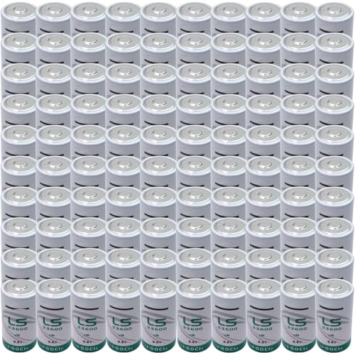 LITKEQ (Pack of 100) 3.6V LS33600 Battery D Size 17000mAh 17 Ah 3.6V Lithium Thionyl Chloride Battery, Non-Rechargeable
